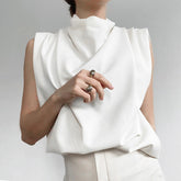 Prestige Satin-Bluse mit Wasserfallausschnitt - Schwarz